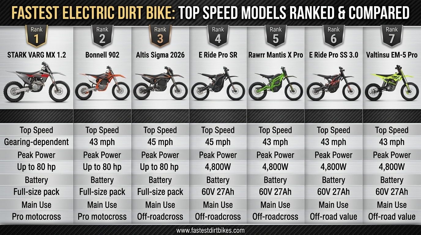 Fastest Electric Dirt Bike: Top Speed Models Ranked & Compared